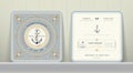 Vintage Nautical Anchors and Chain Wedding Invitation Card in Classic Style