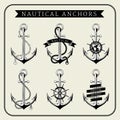 Vintage nautical anchors set label Royalty Free Stock Photo