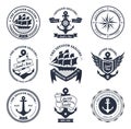 Vintage nautical badges and labels collection Royalty Free Stock Photo