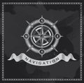 Vintage nautical compass. Chalkboard wind rose vector design Royalty Free Stock Photo