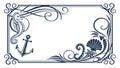 Vintage Nautical Frame with Anchor & Shells, vector design Generative AI Royalty Free Stock Photo