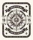 Vintage Nautical Heritage Typography One Color Royalty Free Stock Photo