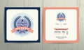 Vintage nautical lighthouse wreath wedding invitation card template Royalty Free Stock Photo