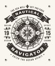 Vintage Nautical Navigator Typography One Color