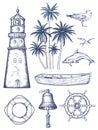 Vintage nautical set Royalty Free Stock Photo