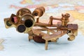 vintage nautical sextant with optics