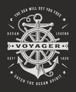 Vintage Nautical Voyager Typography On Black Background Royalty Free Stock Photo