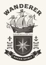 Vintage Nautical Wanderer Typography One Color