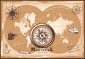 Vintage Nautical World Map Template Royalty Free Stock Photo