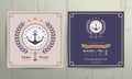 Vintage nautical wreath and rope frame wedding invitation card template Royalty Free Stock Photo