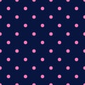 Vintage Navy Blue Seamless Pattern with Light Pink Polka Dots