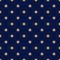 Vintage Navy Blue Seamless Pattern with Tan Polka Dots