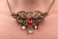 Vintage necklace red gem Royalty Free Stock Photo