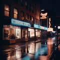 Vintage Neon Signs and Storefronts at Blue Hour