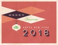 Vintage 2018 New Year`s Eve greeting card.