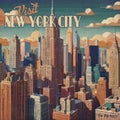 Vintage New York City Postcard Art Deco Style