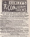 Vintage advert for Hamley`s Conjuring Tricks - Grand Magical Saloons 1900.