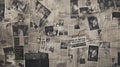 Vintage Newspaper Collage Background. Old newspapers textured backdrop for historical themes