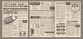 Vintage newspaper template. Retro newspapers page, old news headline and journal pages grid vector illustration layout Royalty Free Stock Photo