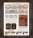 Vintage Newspaper Wedding Invitation card Design Royalty Free Stock Photo