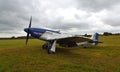 Vintage North American P-51D Mustang Aircraft `Miss Helen` on airstrip. Royalty Free Stock Photo