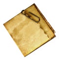 Stained Folded Note With Paperclip Royalty Free Stock Photo