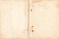 Old open vintage notebook cover texture isolated on white background. Old stained and distressed book binding with rust Royalty Free Stock Photo