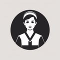 Vintage Nurse Icon: Monochromatic Minimalistic Graphic Design