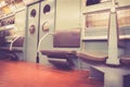 Vintage NYC subway train car interior Royalty Free Stock Photo