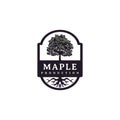 Vintage Oak Maple tree service logo design illustration Royalty Free Stock Photo