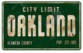 Vintage Oakland California City Limit Welcome Street Sign Royalty Free Stock Photo