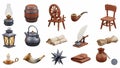Vintage objects collection with transparent background Royalty Free Stock Photo