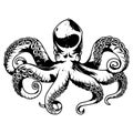 Vintage octopus with tentacles