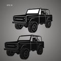 Vintage offroad truck vector illustration. Retro trophy car