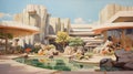 Vintage Oil Painting Of Karst Nature Shopping Mall