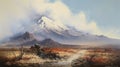 Vintage Oil Painting Of A Mountain Path: Adrian Smith Inspired Artwork