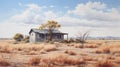 Vintage Oil Painting Of A Rural Australian Landscape