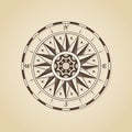 Vintage old antique nautical compass rose. Royalty Free Stock Photo