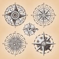 Vintage old antique nautical compass rose Royalty Free Stock Photo