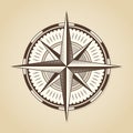 Vintage old antique nautical compass rose. Royalty Free Stock Photo