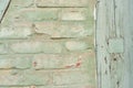 Vintage old background, painted green brick wood wall Royalty Free Stock Photo