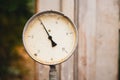 Vintage old barometer, pressure gauges. Analog manometer. Royalty Free Stock Photo