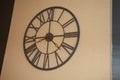 Vintage Old big Black Clock in wall interior Royalty Free Stock Photo