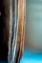 Vintage old book the edges of pages. Macro, shallow DOF. Royalty Free Stock Photo