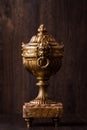 Vintage Old Brass Trophy Cup With Marble Pedestal Royalty Free Stock Photo