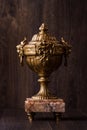 Vintage Old Brass Trophy Cup With Marble Pedestal Royalty Free Stock Photo