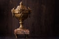 Vintage Old Brass Trophy Cup With Marble Pedestal Royalty Free Stock Photo