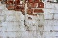 Vintage Old Brick Wall Texture. Grunge Red White Stonewall Background. Distressed Wall Surface. Grungy Wide Brickwall. Shabby Buil Royalty Free Stock Photo