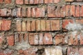 Vintage Old Brick Wall Texture. Grunge Red White Stonewall Background. Distressed Wall Surface. Grungy Wide Brickwall. Shabby Buil Royalty Free Stock Photo