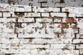 Vintage Old Brick Wall Texture. Grunge Red White Stonewall Horizontal Background. Shabby Building Facade With Damaged Plaster Royalty Free Stock Photo